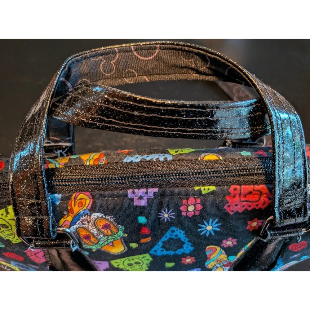 Disney Dia de los Muertos Sugar Skull Mickey Minnie Satchel Bag Crossbody Black